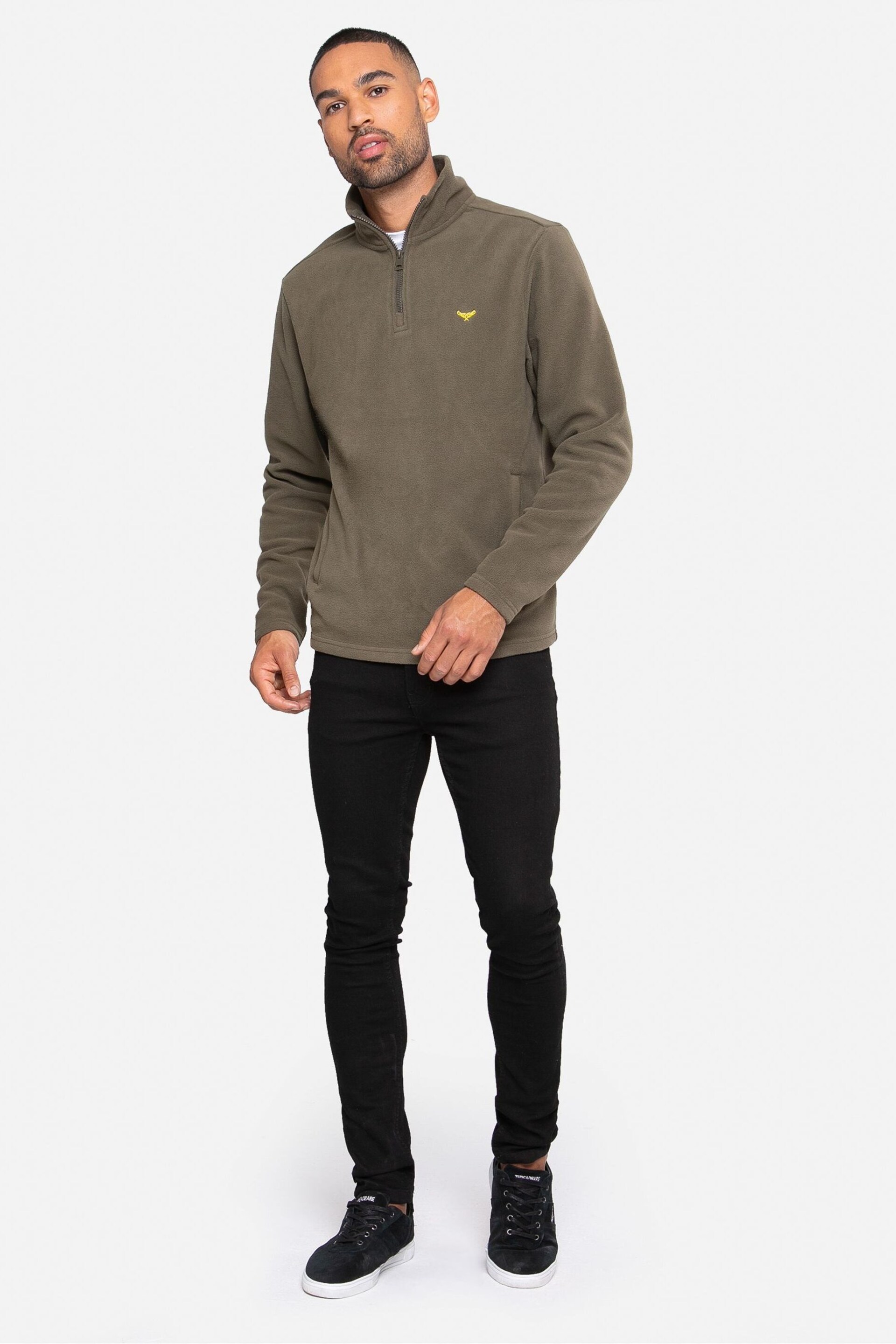 Threadbare Green 1/4 Zip Fleece Sweatshirt - Image 3 of 4