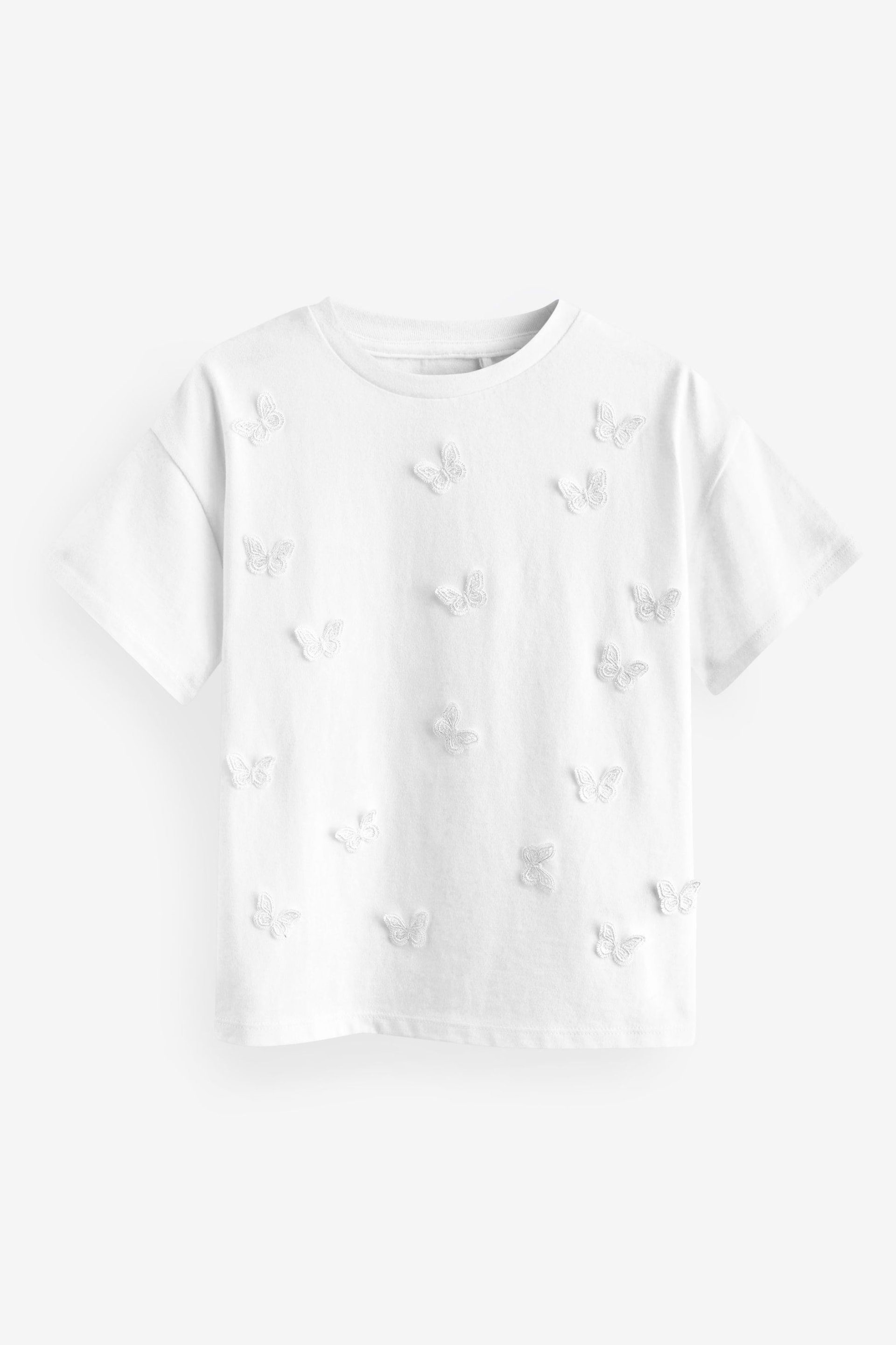 White Crochet Butterfly T-Shirt (3-16yrs) - Image 5 of 7