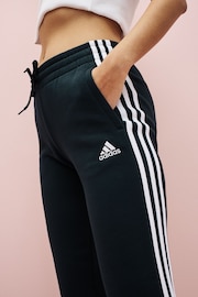 adidas Black Essentials 3 Stripe Fleece Joggers - Image 3 of 6