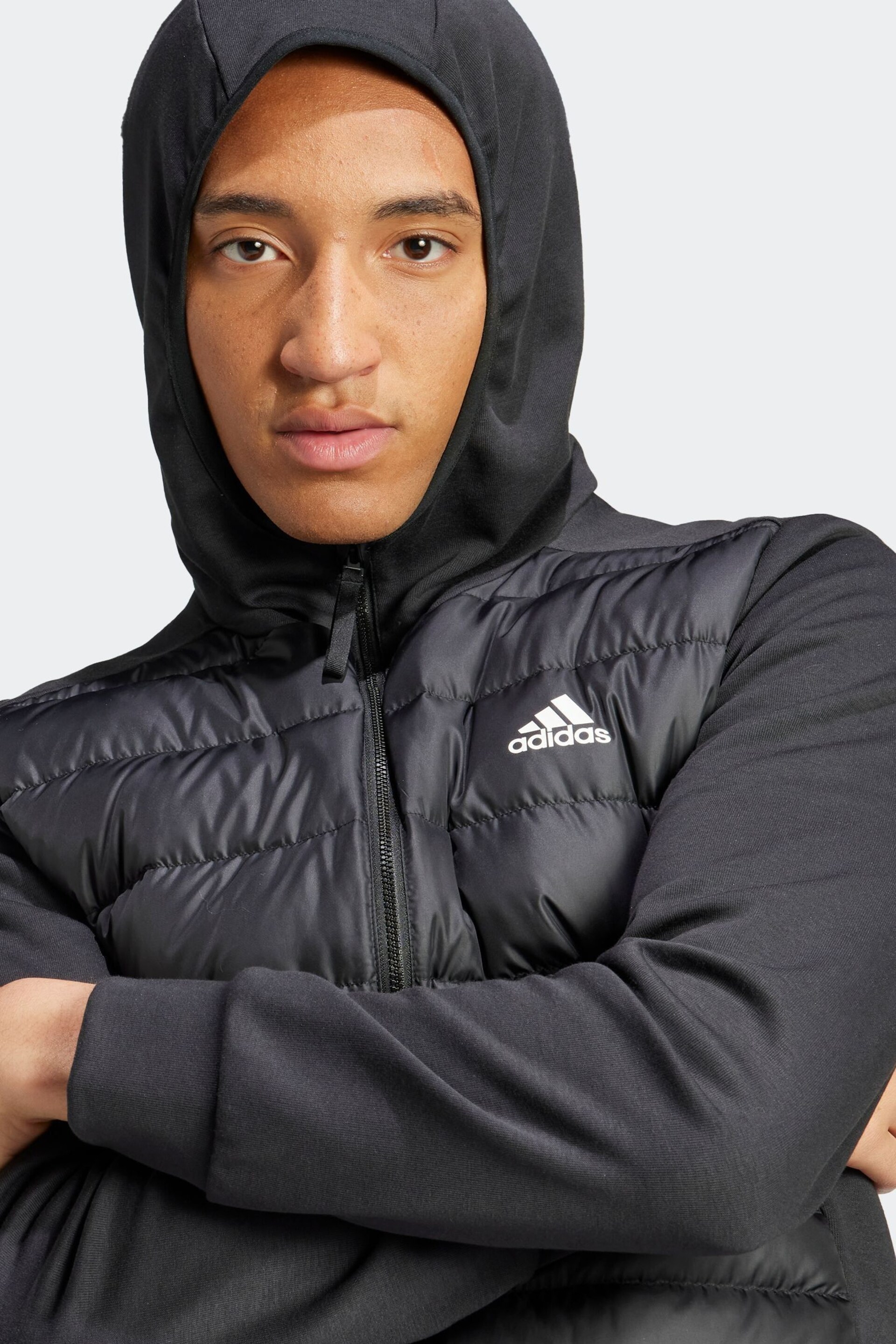 adidas Black Terrex Essentials Hybrid Down Hooded Jacket - Image 5 of 7