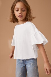 White Textured Frill Sleeve T-Shirt (3-16yrs) - Image 2 of 7
