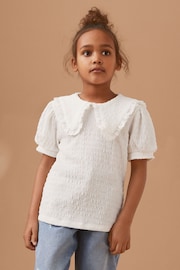 White Textured Collar T-Shirt (3-16yrs) - Image 1 of 7