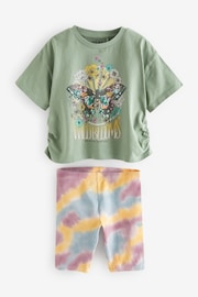 Khaki Green Sequin Butterfly T-Shirt and Cycling Shorts Set (3-16yrs) - Image 4 of 6