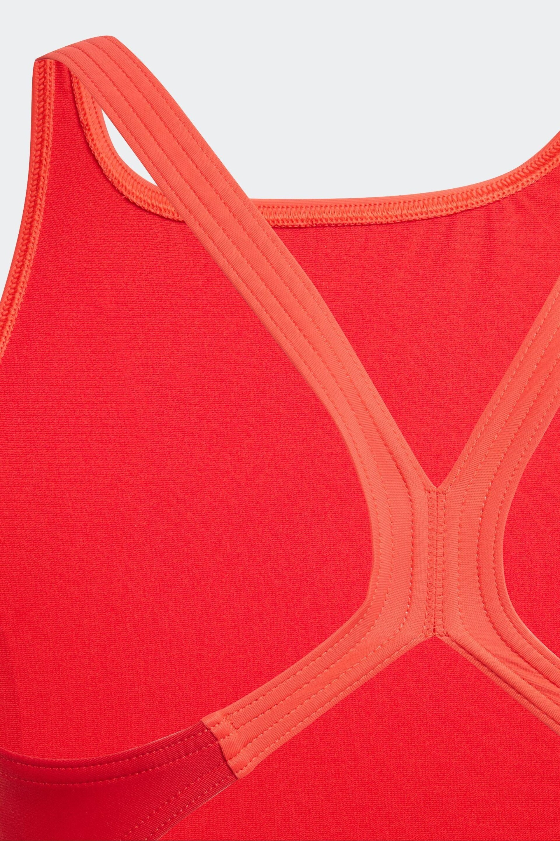 adidas Red Cut 3 Stripes Swimsuit - Image 4 of 6