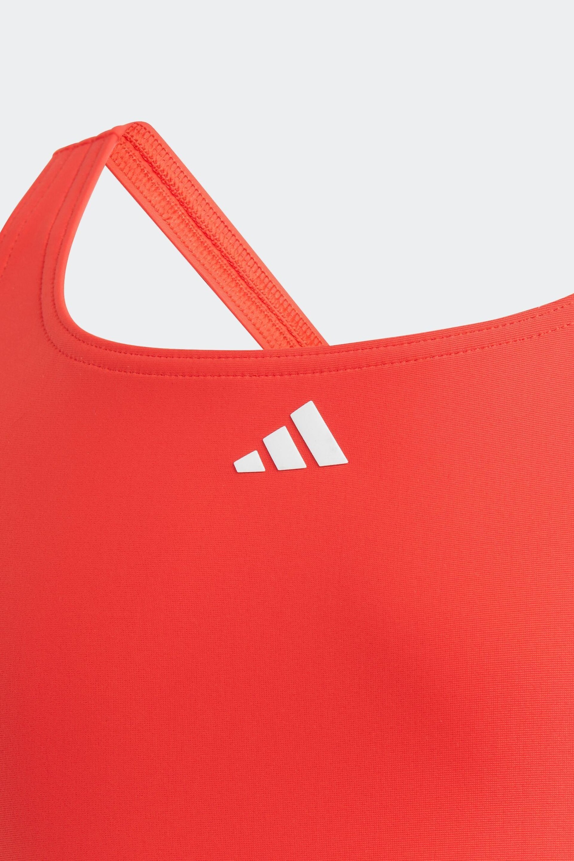 adidas Red Cut 3 Stripes Swimsuit - Image 5 of 6