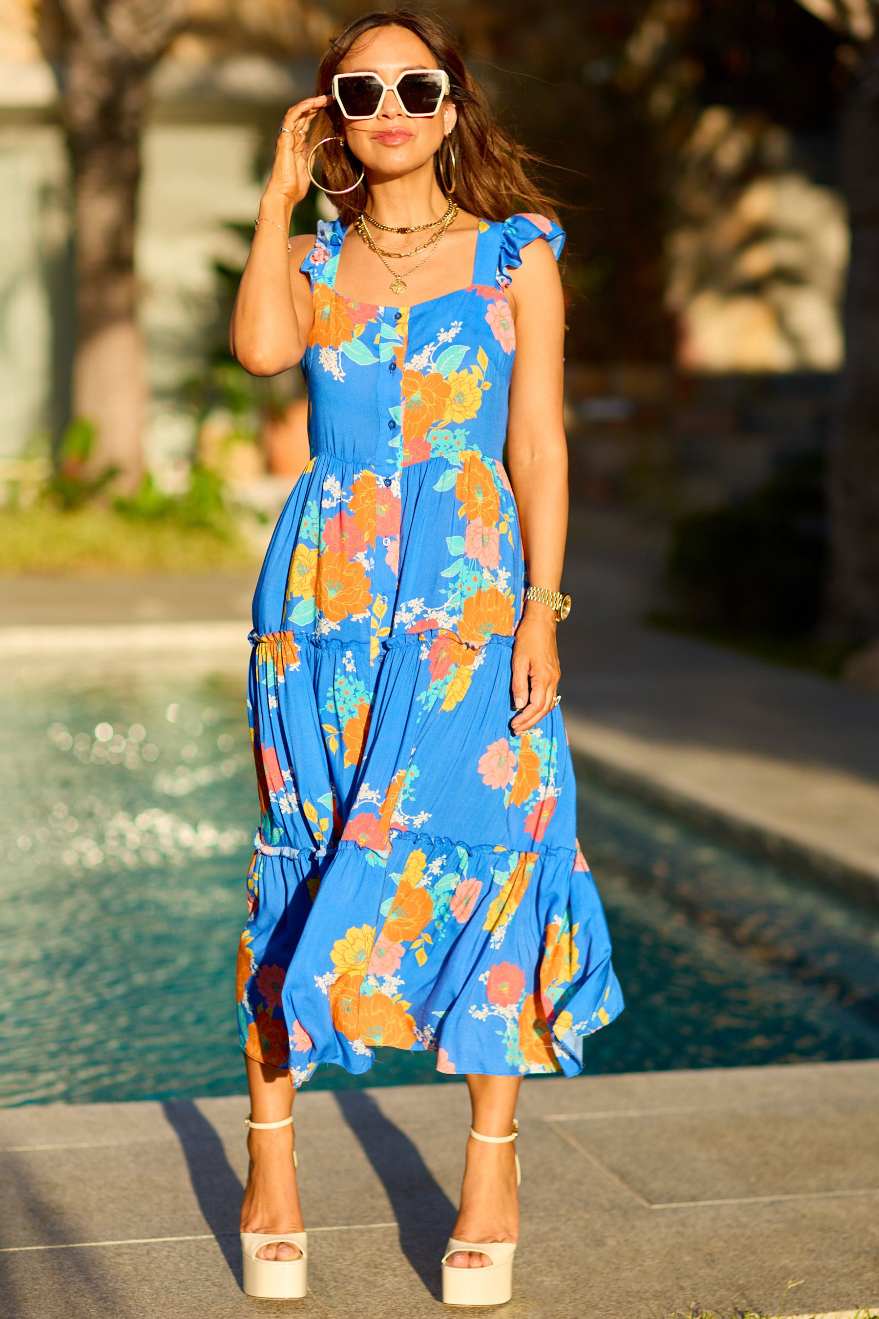 Buy Myleene Klass Blue Tiered Sundress from Next Luxembourg