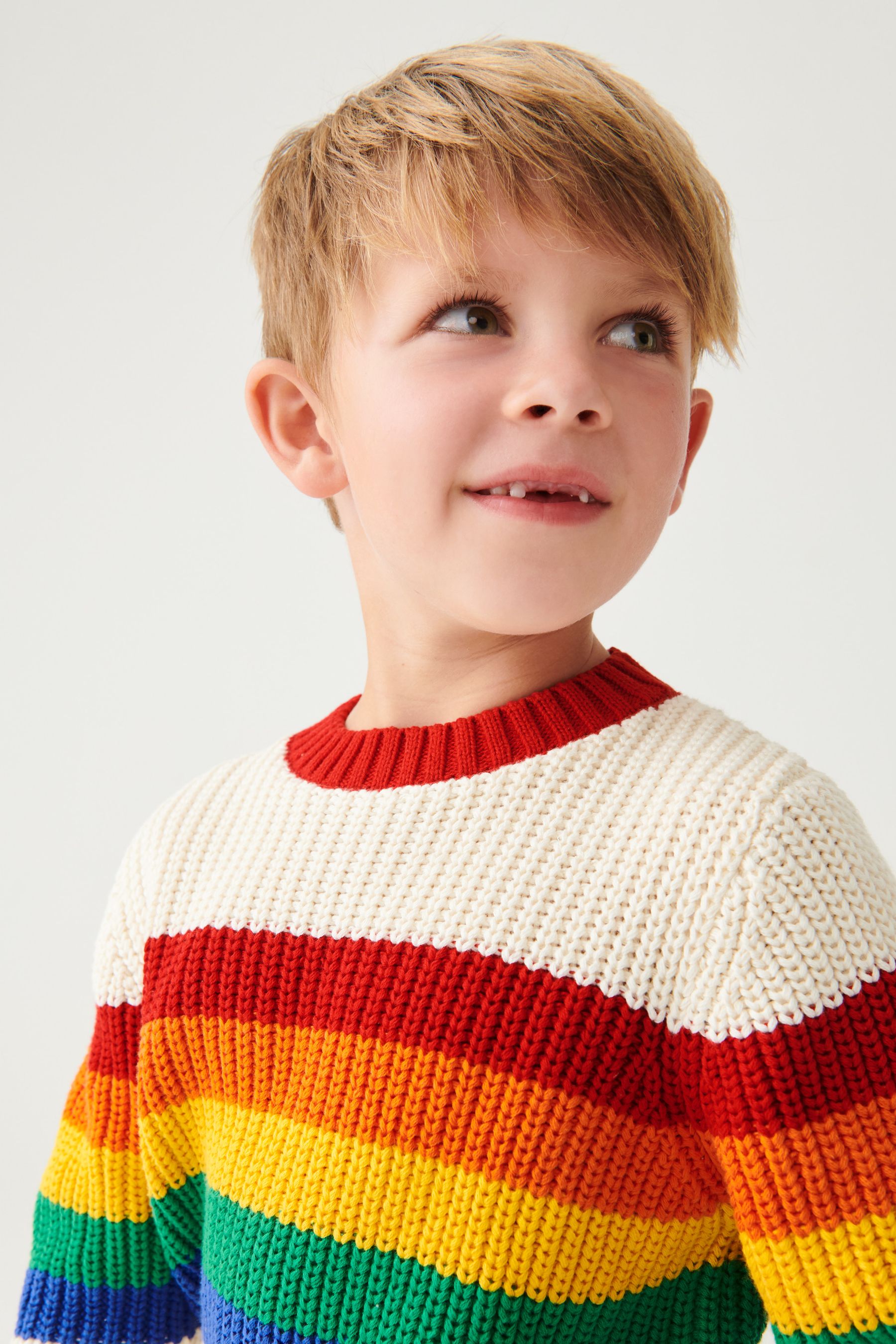 Buy Little Bird by Jools Oliver Multi Rainbow Stripe Knitted Jumper from Next Luxembourg