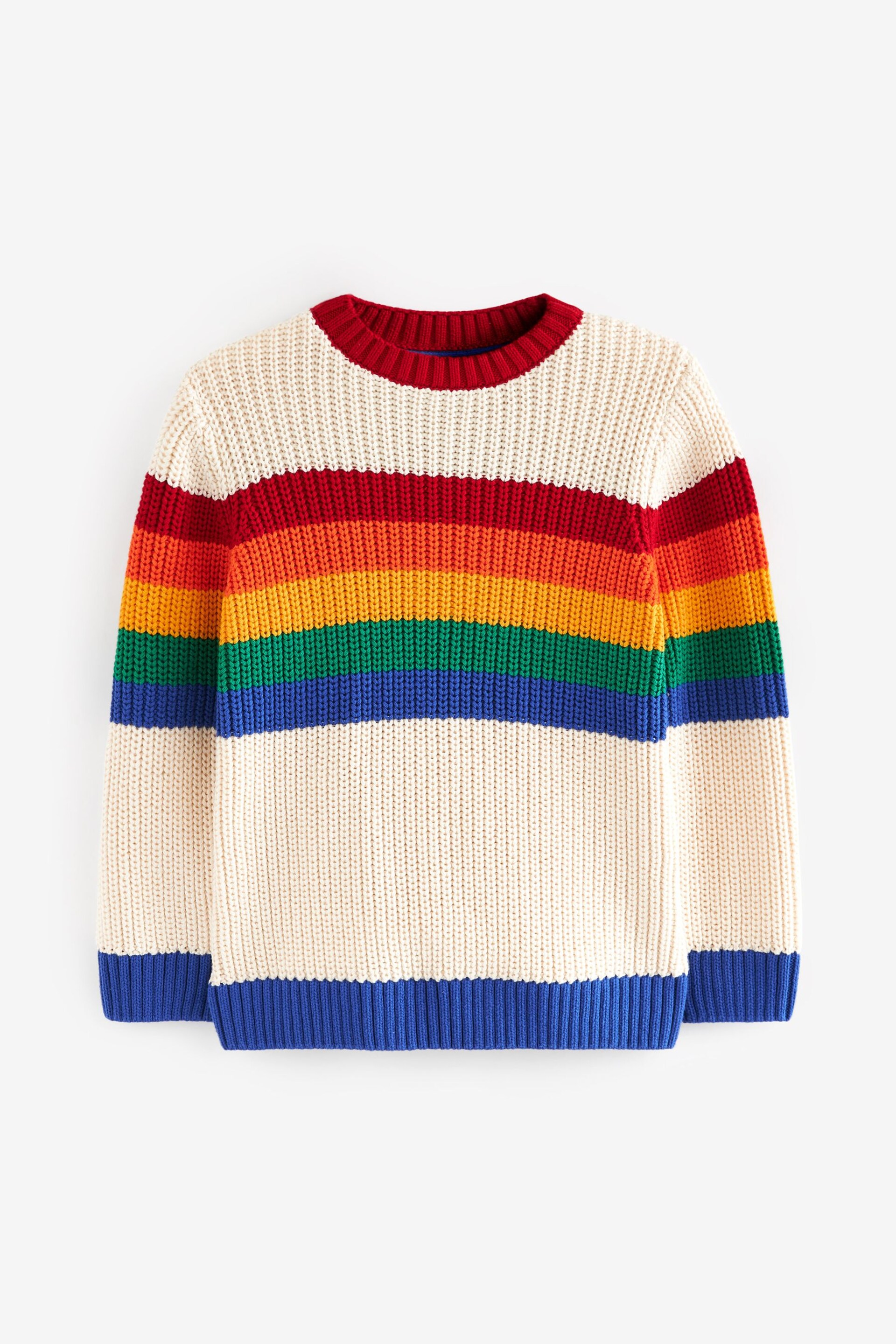 Little Bird by Jools Oliver Multi Rainbow Stripe Knitted Jumper - Image 5 of 7