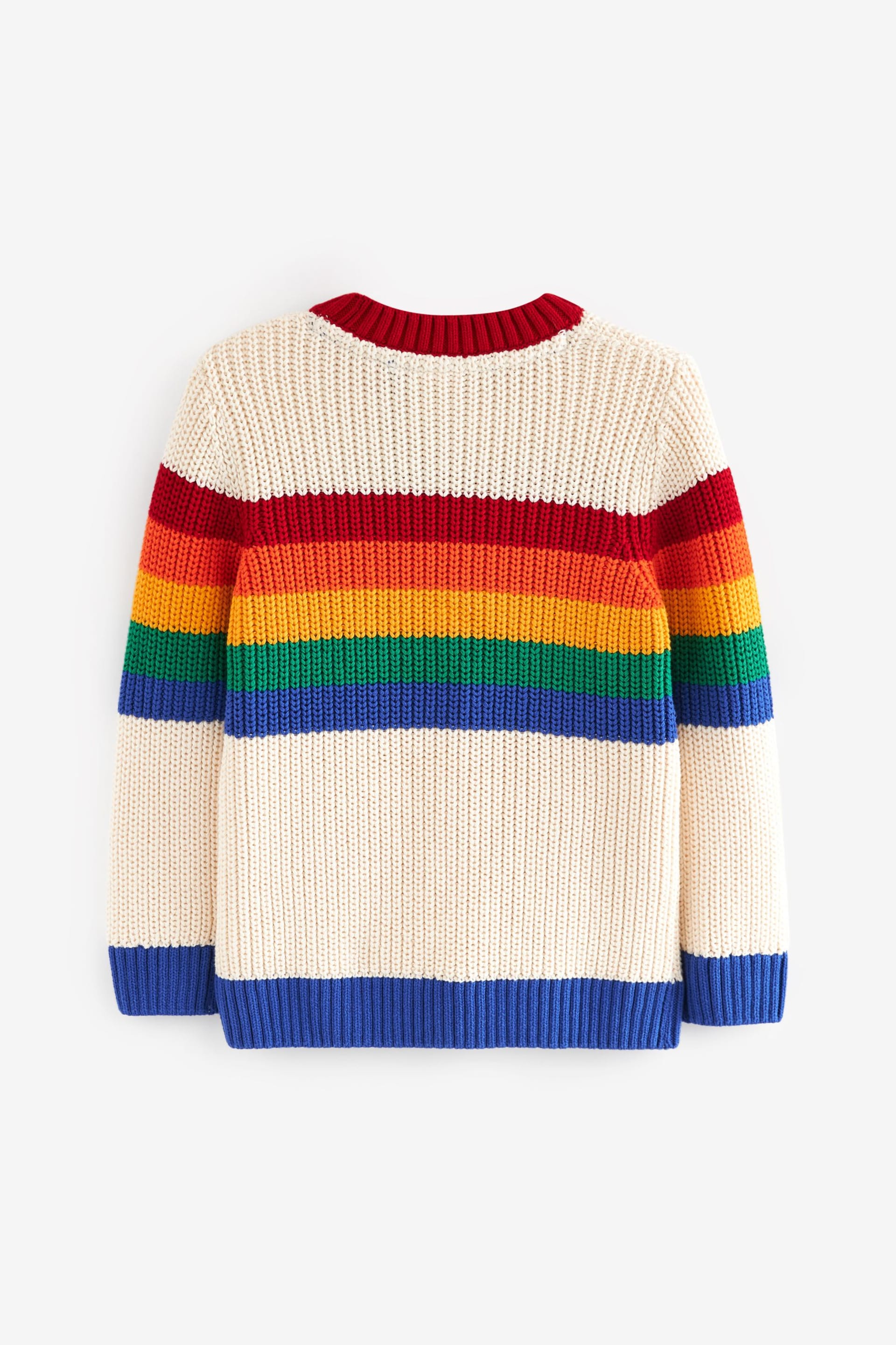 Little Bird by Jools Oliver Multi Rainbow Stripe Knitted Jumper - Image 6 of 7