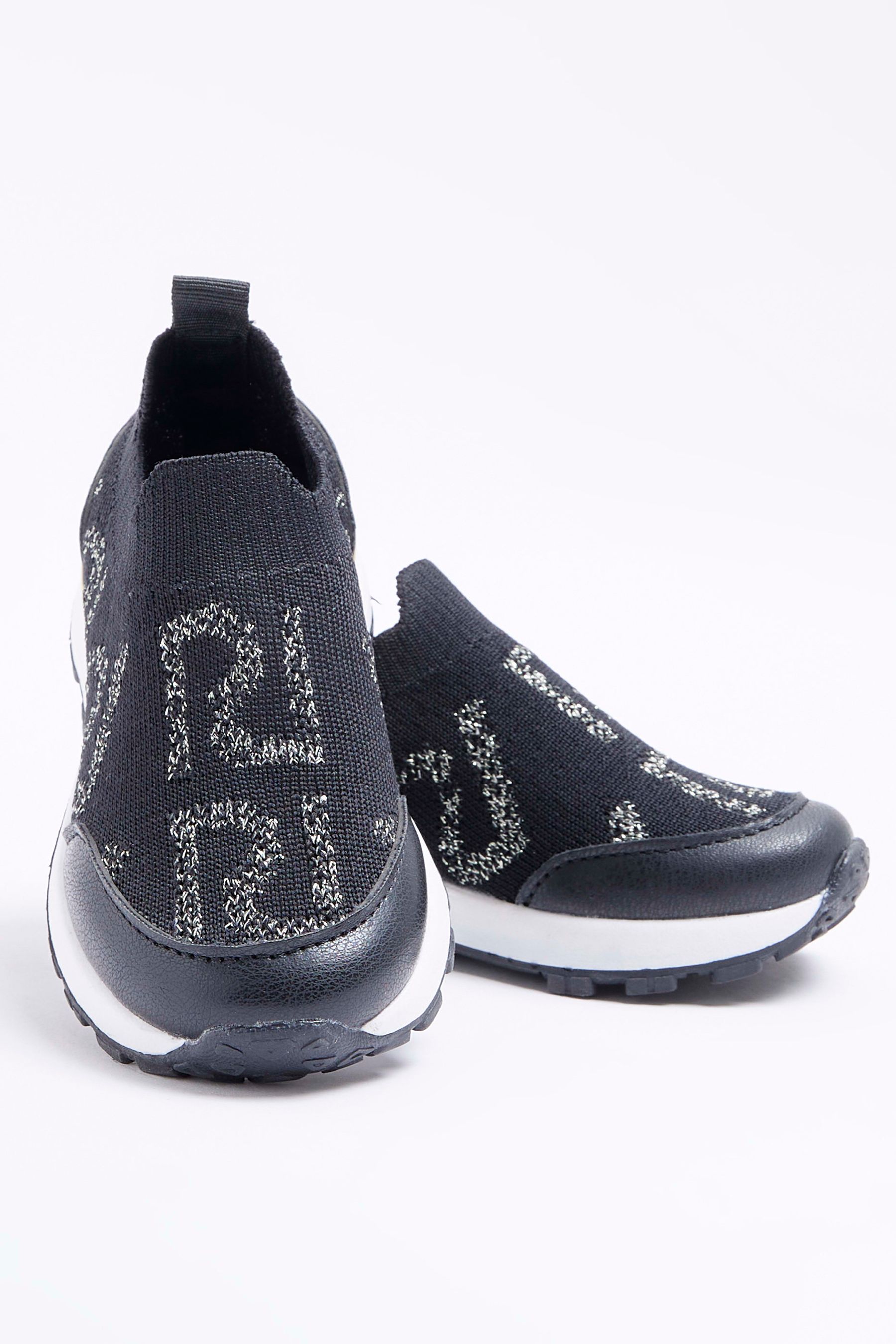 Buy River Island Girls Black Knit Low Sock Runner Trainers from Next Luxembourg