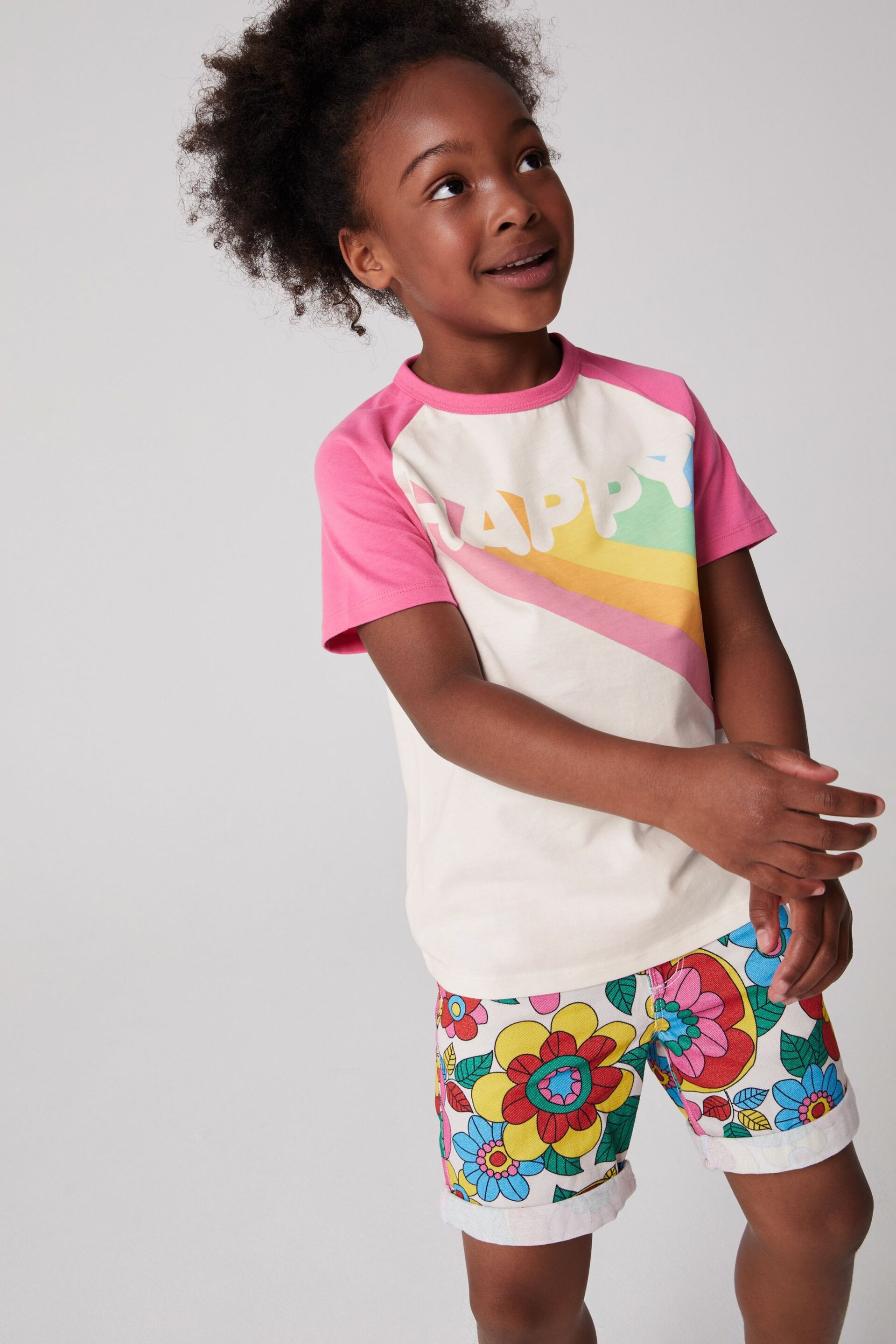 Little Bird by Jools Oliver Pink Short Sleeve Raglan Colourful T-Shirt - Image 2 of 6