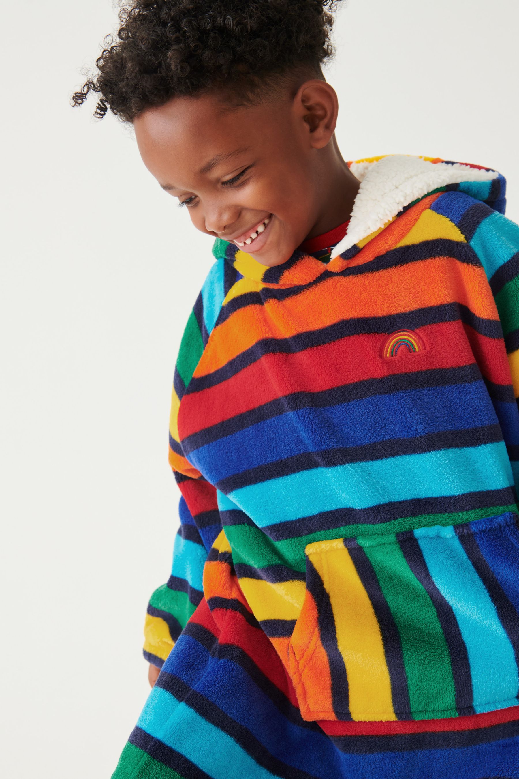Buy Little Bird by Jools Oliver Multi Rainbow Stripe Oversized Blanket Hoodie from Next Luxembourg
