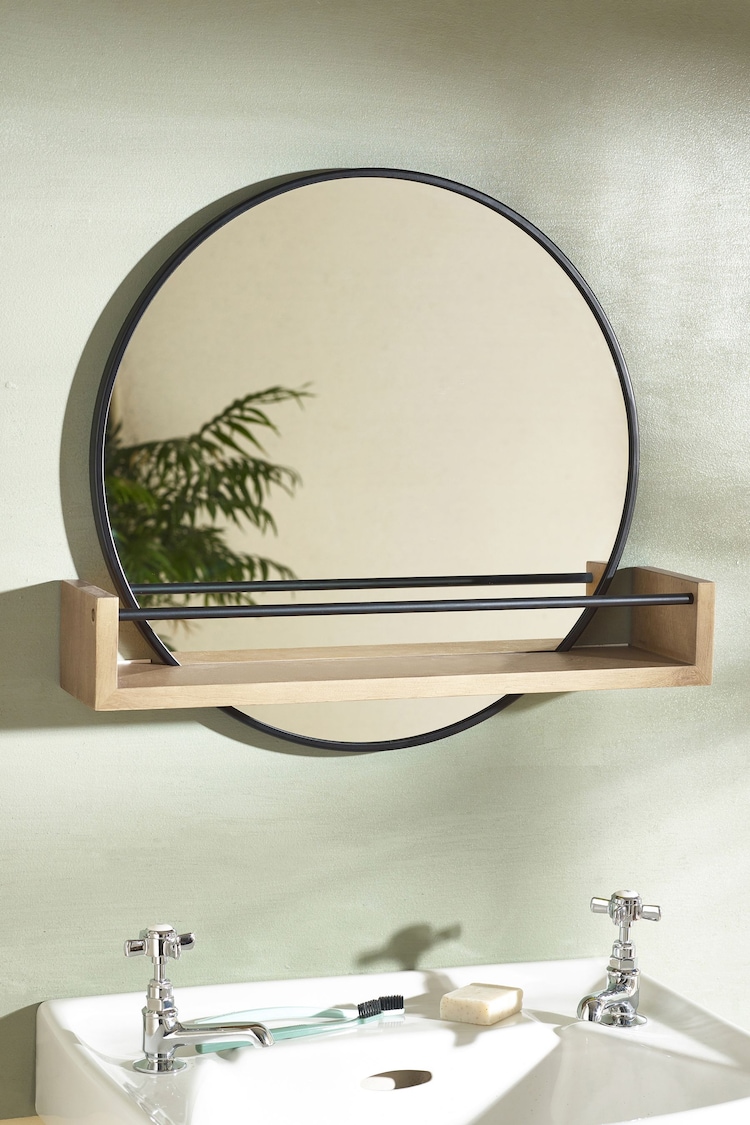 Buy Natural Bronx Shelf Storage Round Wall Mirror from the Next UK