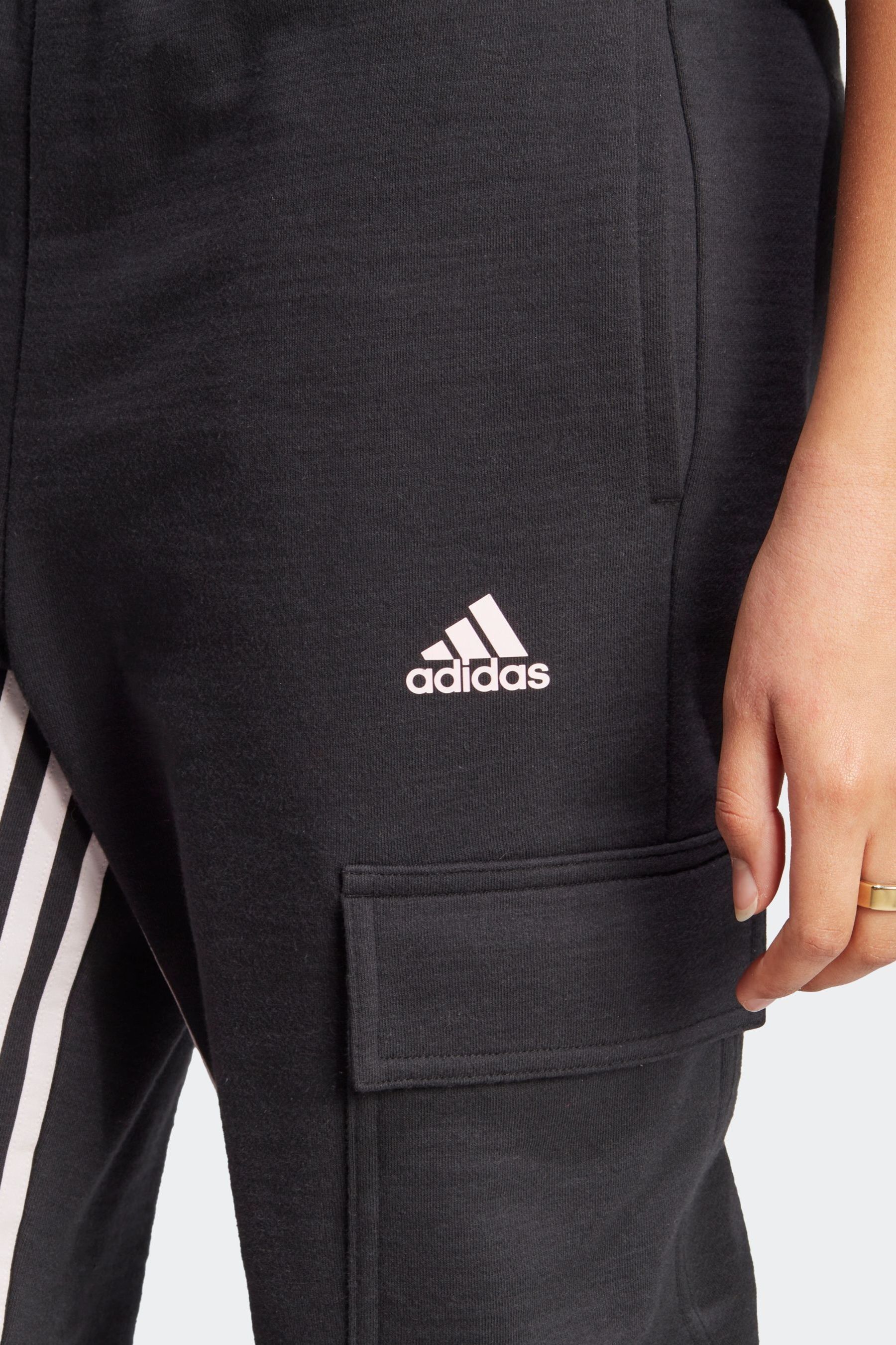 adidas Black Tapered Sportswear Dance 3 Stripes High waisted Cargo Joggers