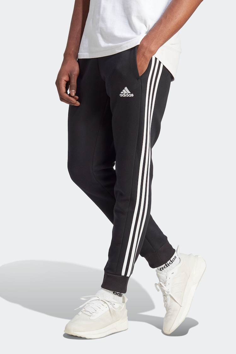 adidas Black adidas Essentials 3-Stripe Fleece Hoodie - Image 1 of 6