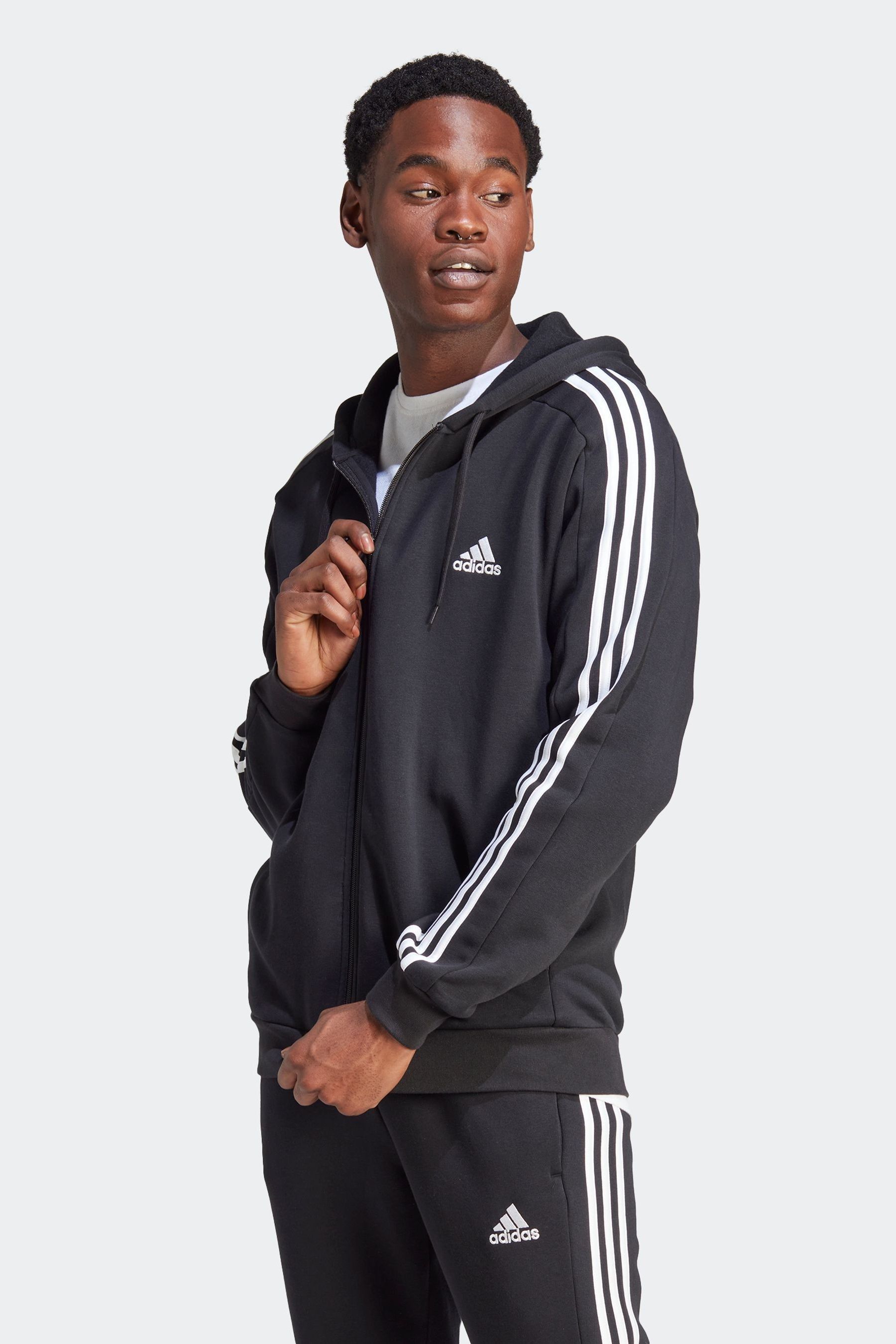 Adidas black hoodie zip clearance