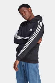 adidas Black Essentials Fleece 3-Stripes Hoodie - Image 1 of 6