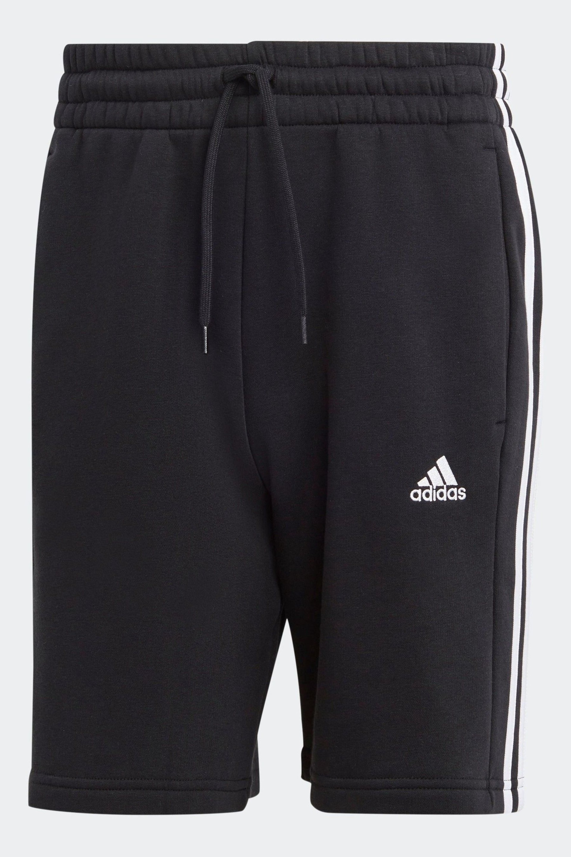 adidas Black Sportswear Essentials Fleece 3-Stripes Shorts - Image 6 of 6