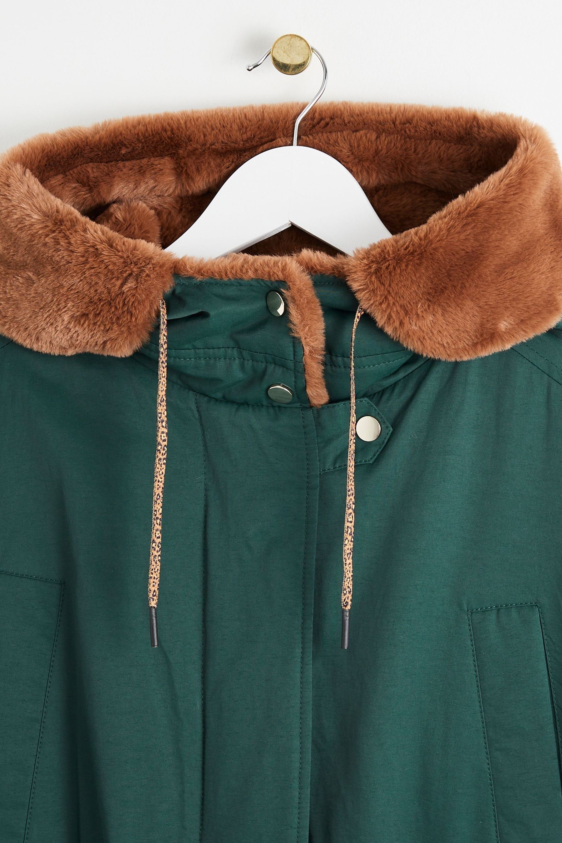 Buy Oliver Bonas Green Faux Fur Hood Parka Coat from Next Austria