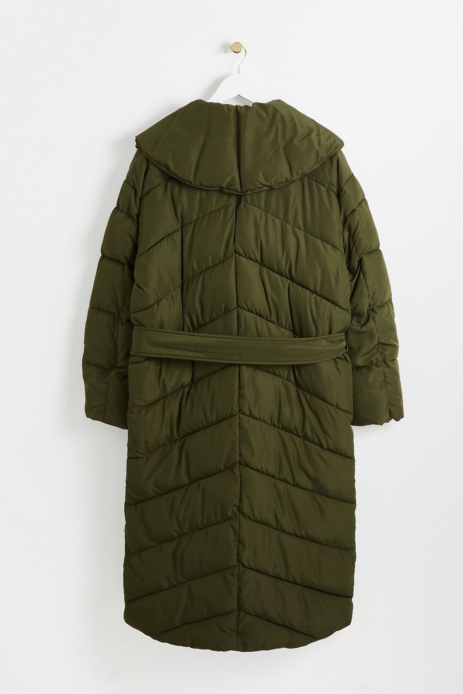 Buy Oliver Bonas Green Chevron Quilted Longline Coat from Next Luxembourg