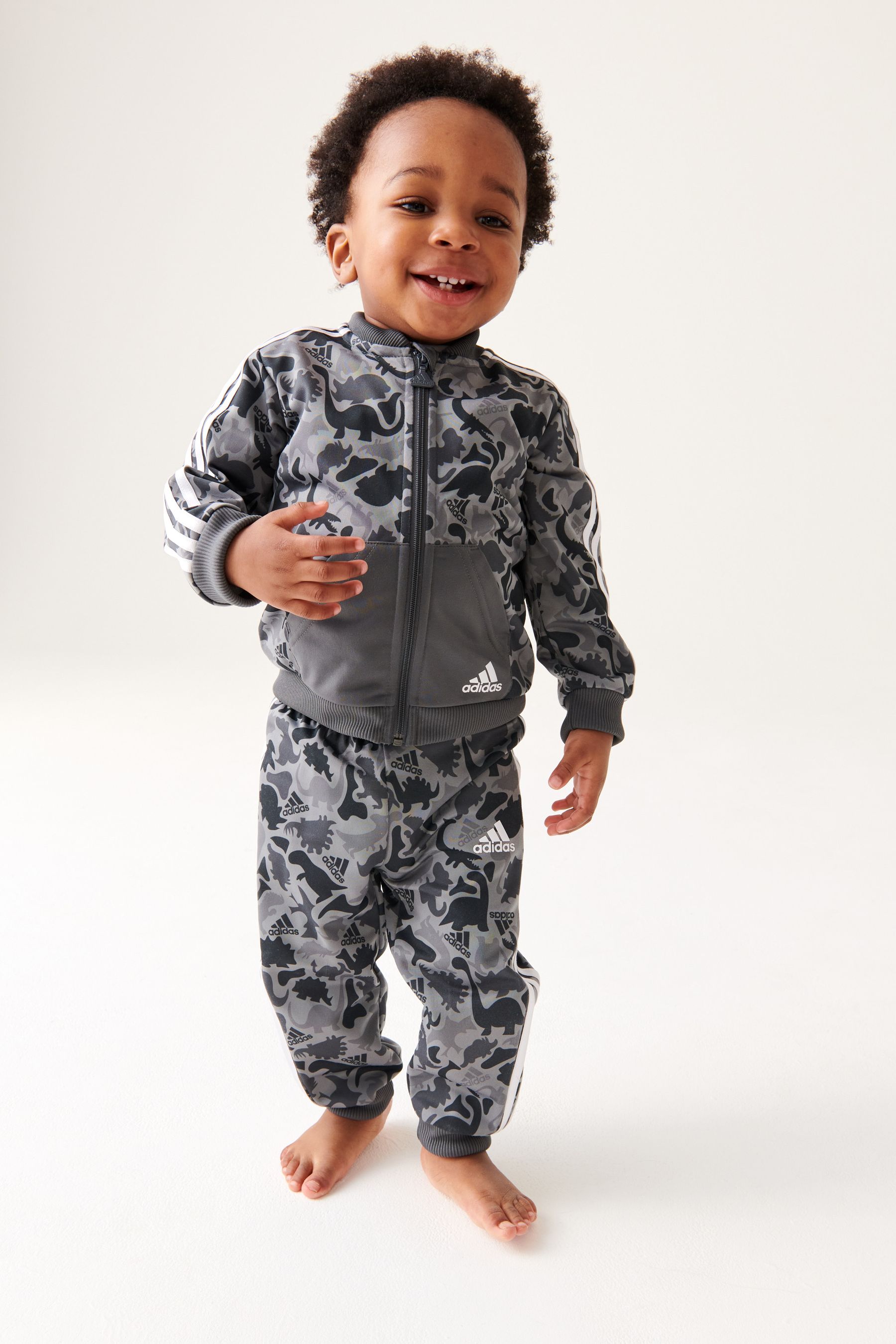 Buy adidas Grey Infant Dino Camo Allover Print Shiny Polyester Tracksuit from Next Luxembourg