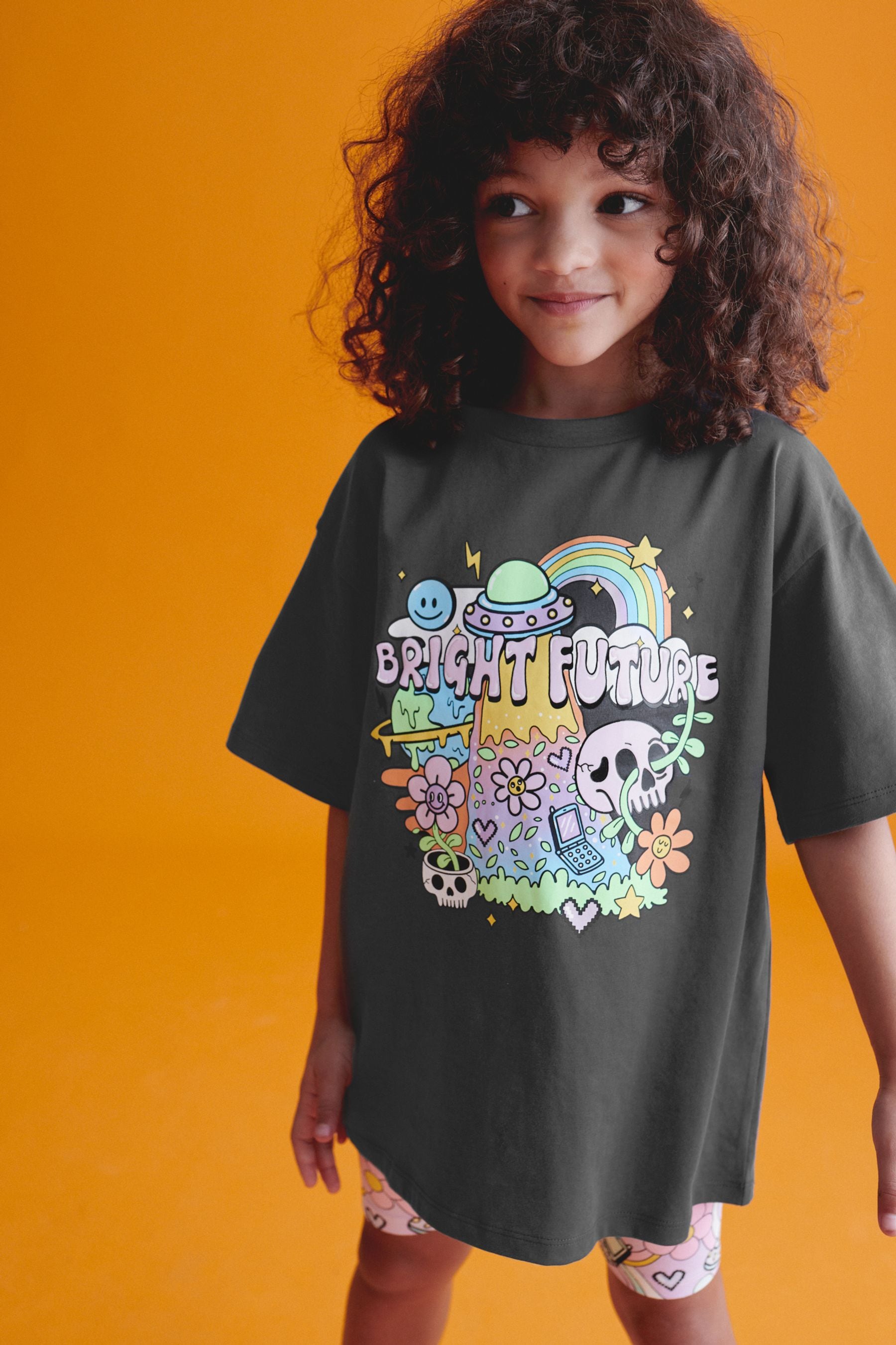 Buy Charcoal Grey Bright Character Oversized T Shirt and Cycle Shorts Set 3 16yrs from Next Luxembourg