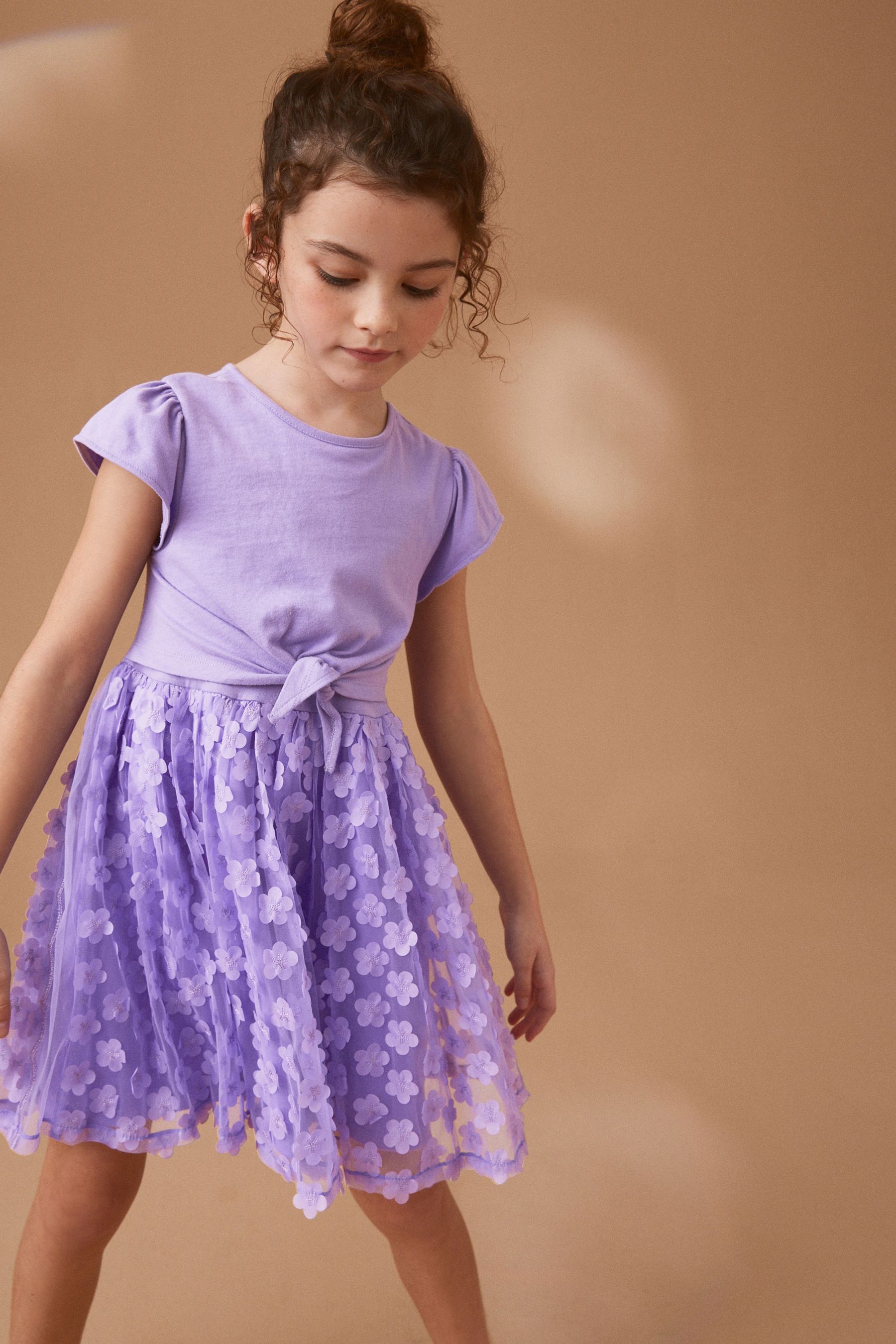Buy Lilac Purple 3D Floral Skirt Dress 3 12yrs from Next Luxembourg