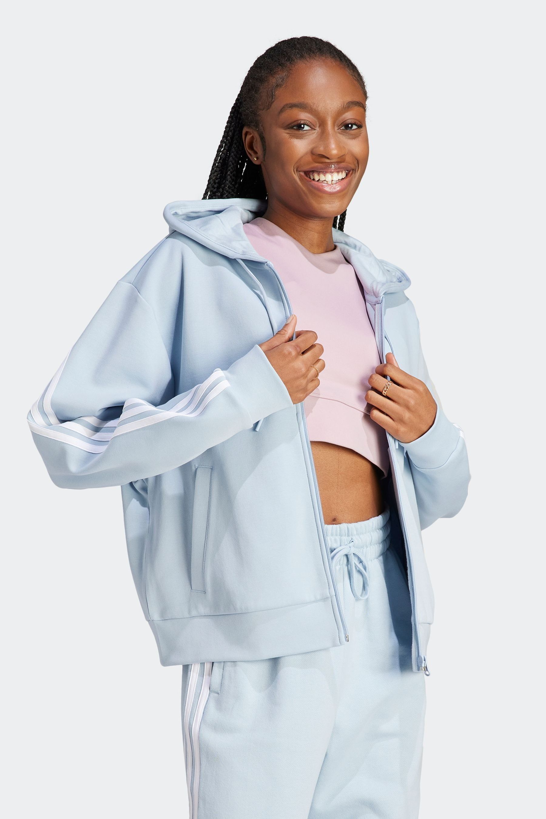 Buy adidas Blue Sportswear Future Icons 3 Stripes Full Zip Hoodie from Next Luxembourg