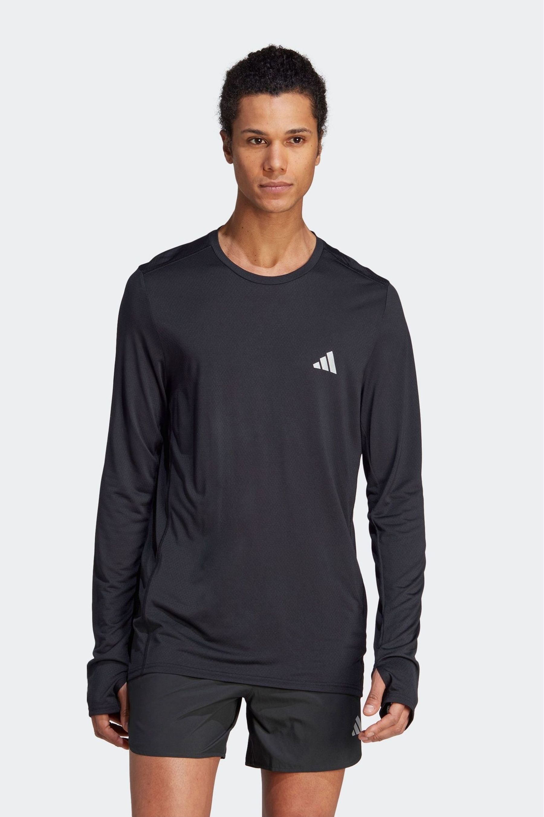 Buy adidas Black Performance Run It Long Sleeve Sweatshirt from Next Luxembourg