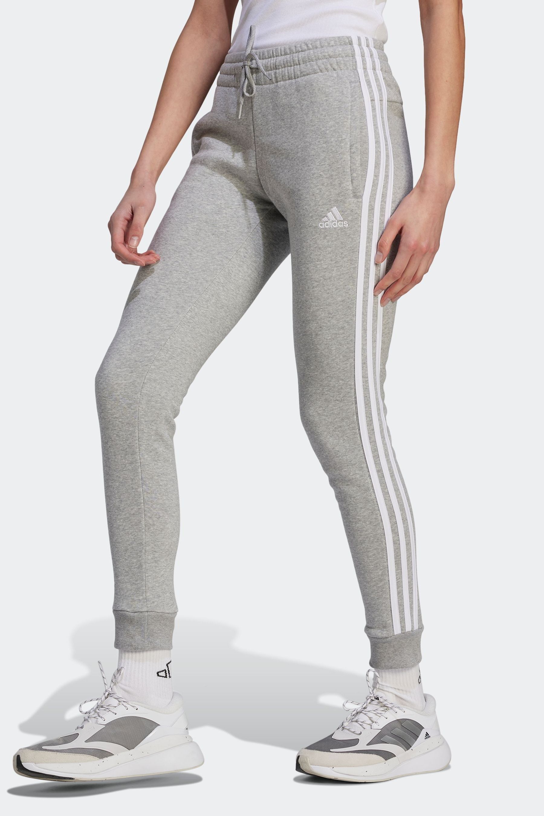 Buy adidas Grey Essentials 3 Stripe Fleece Joggers from Next Netherlands
