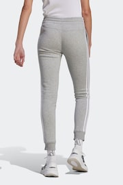 adidas Grey Essentials 3 Stripe Fleece Joggers - Image 2 of 6