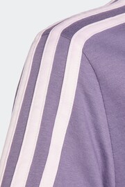 adidas Purple Boyfriend Loose Fit Sportswear Essentials 3-Stripes Cotton T-Shirt - Image 4 of 5
