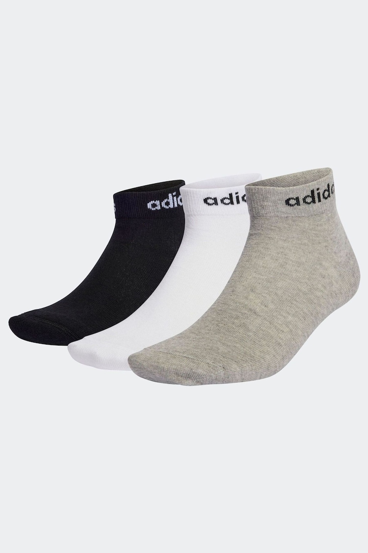 adidas Grey Think Linear Ankle Socks 3 Pack - Image 1 of 1