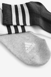 adidas Grey 3-Stripes Cushioned Sportswear Mid Cut Socks 3 Pairs - Image 4 of 4