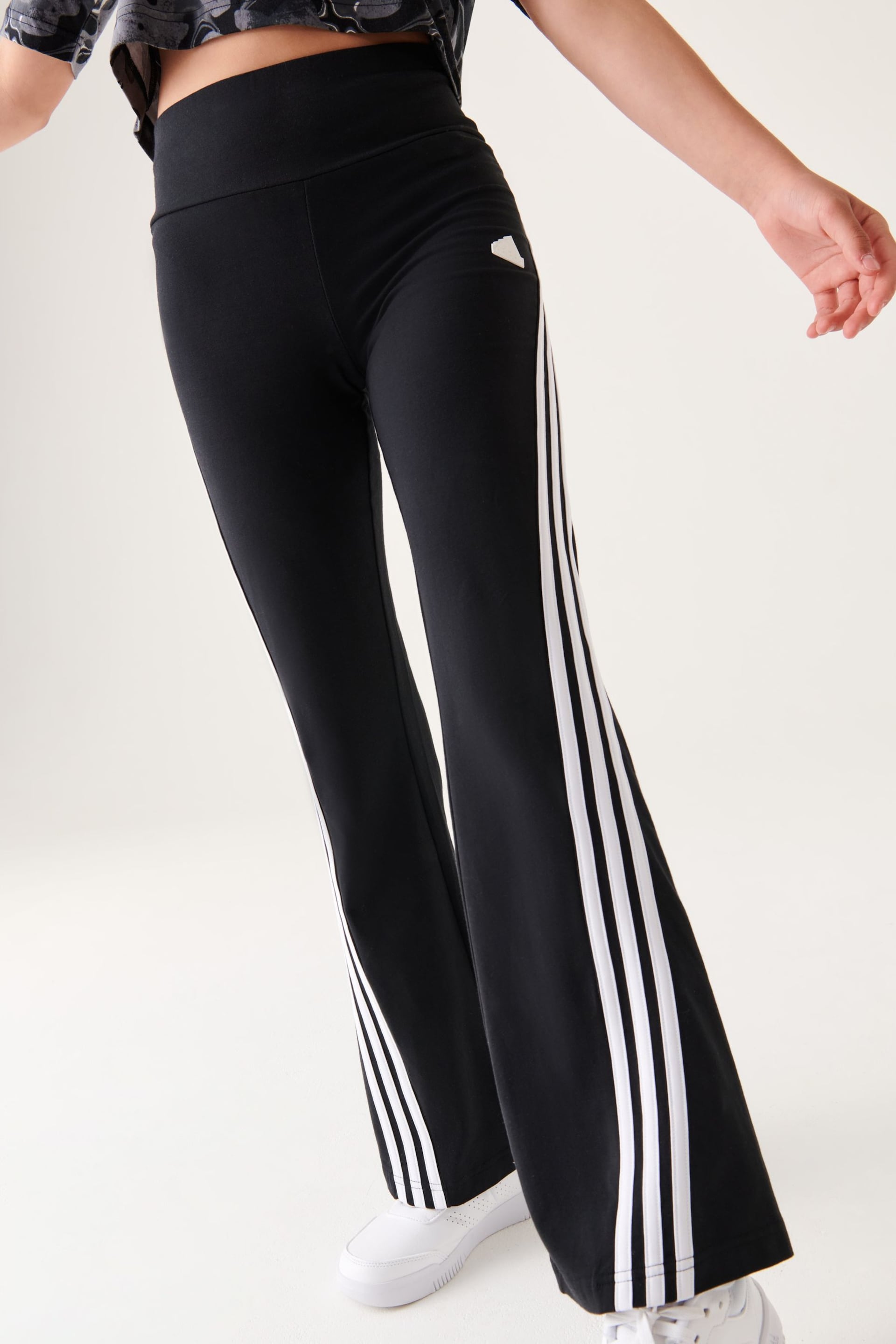 adidas Black Sportswear Future Icons 3-Stripes Cotton Flared Leggings - Image 5 of 11