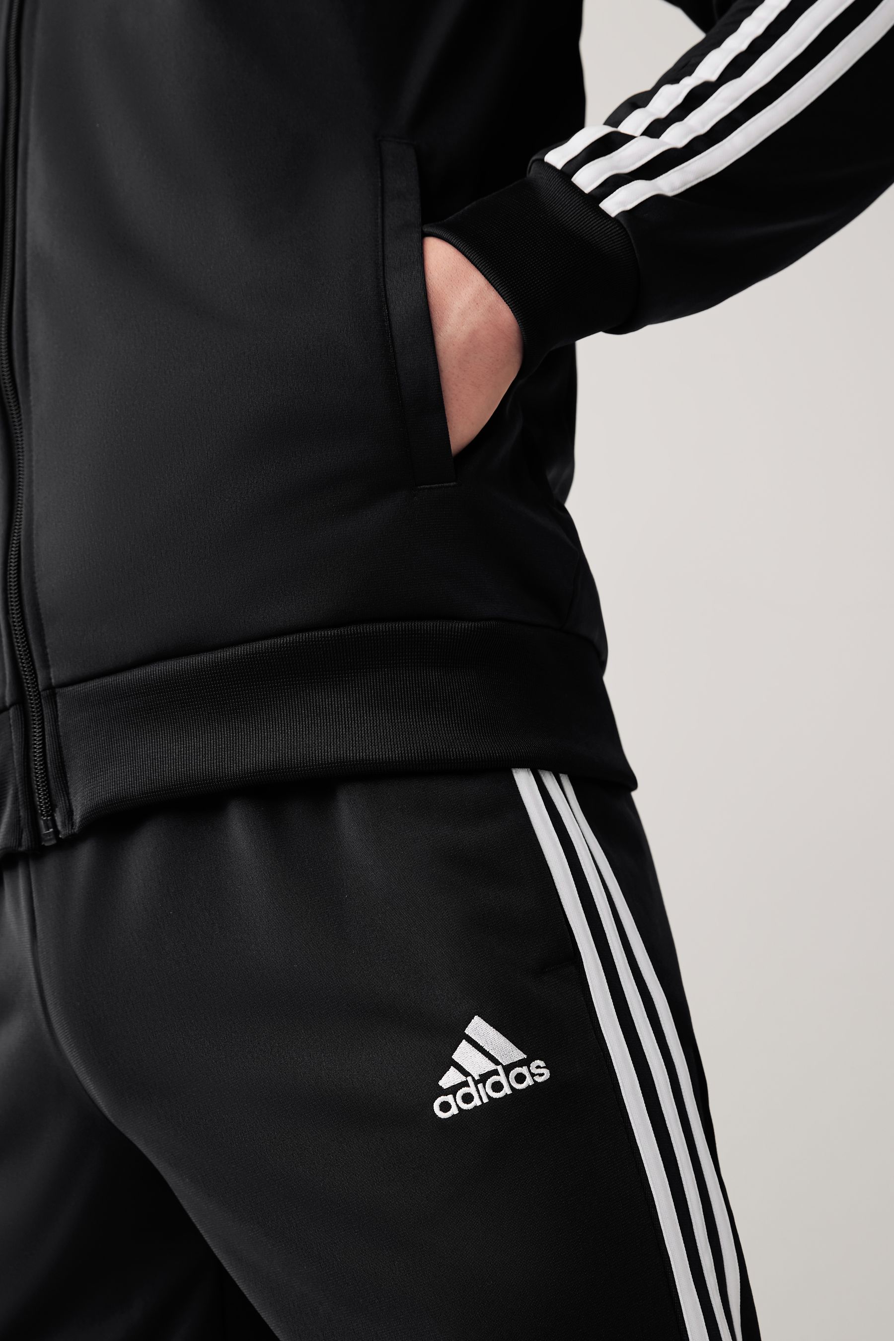 Black adidas 3 Stripe Tricot Tracksuit