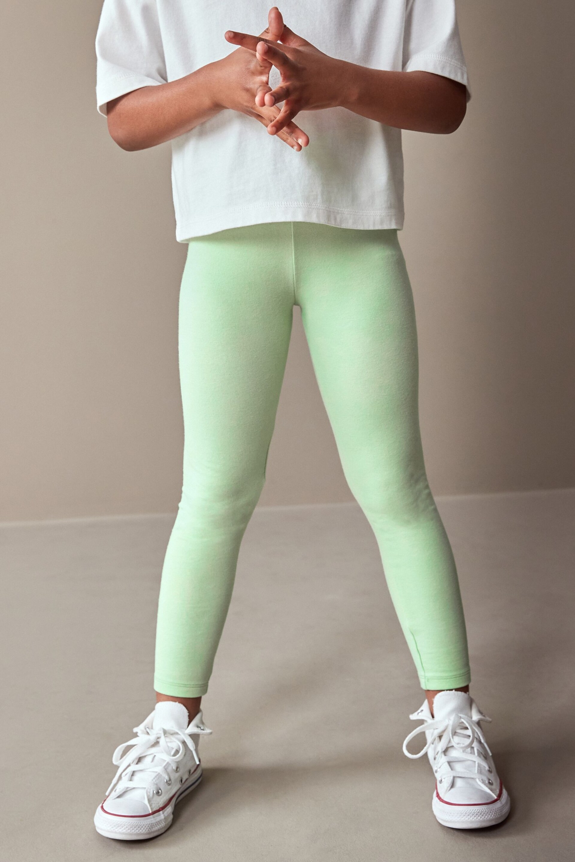 Green Lime Regular Fit Leggings (3-16yrs) - Image 4 of 7