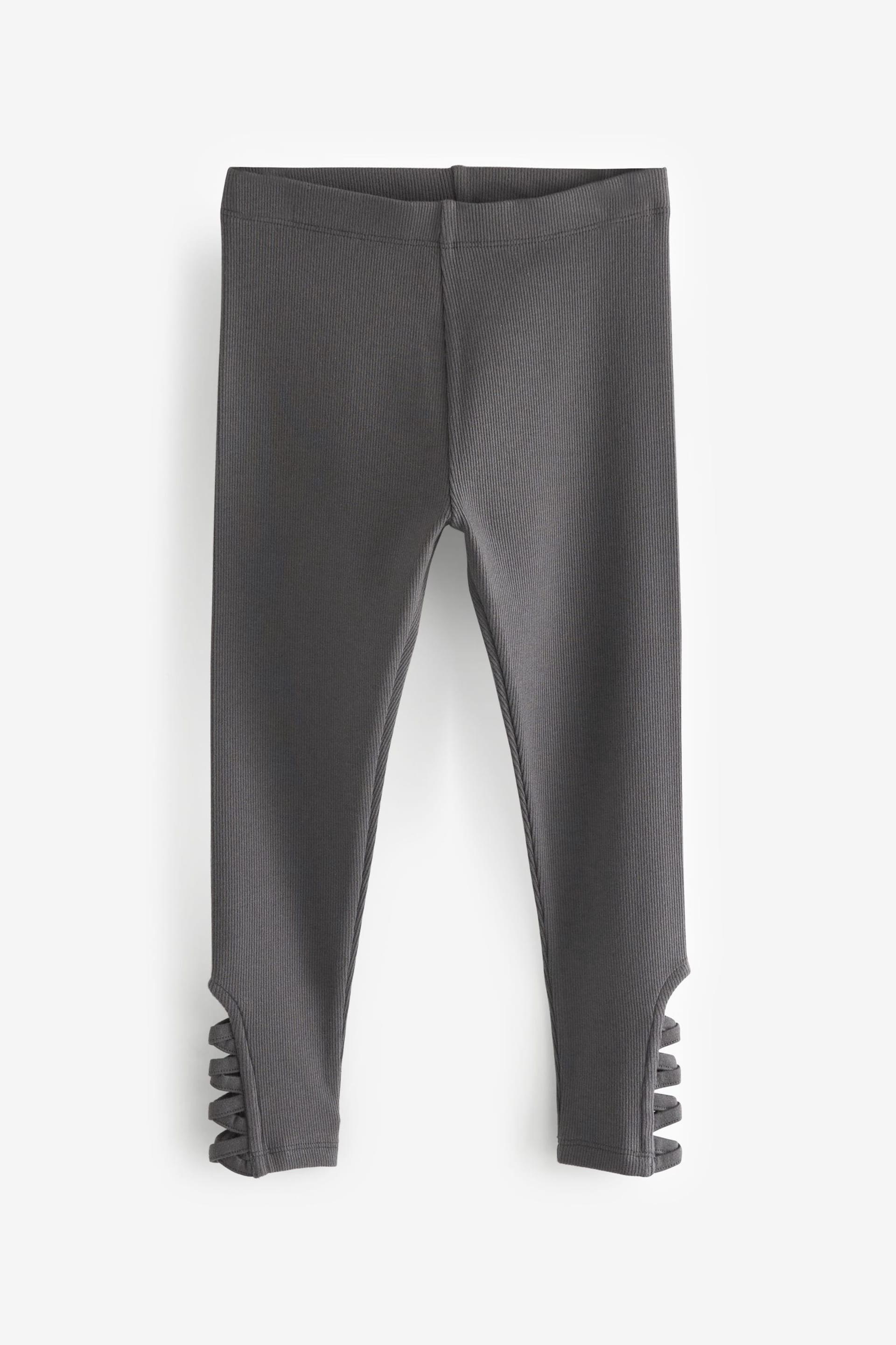 Charcoal Grey Ballet Hem Rib Leggings (3-16yrs) - Image 4 of 6