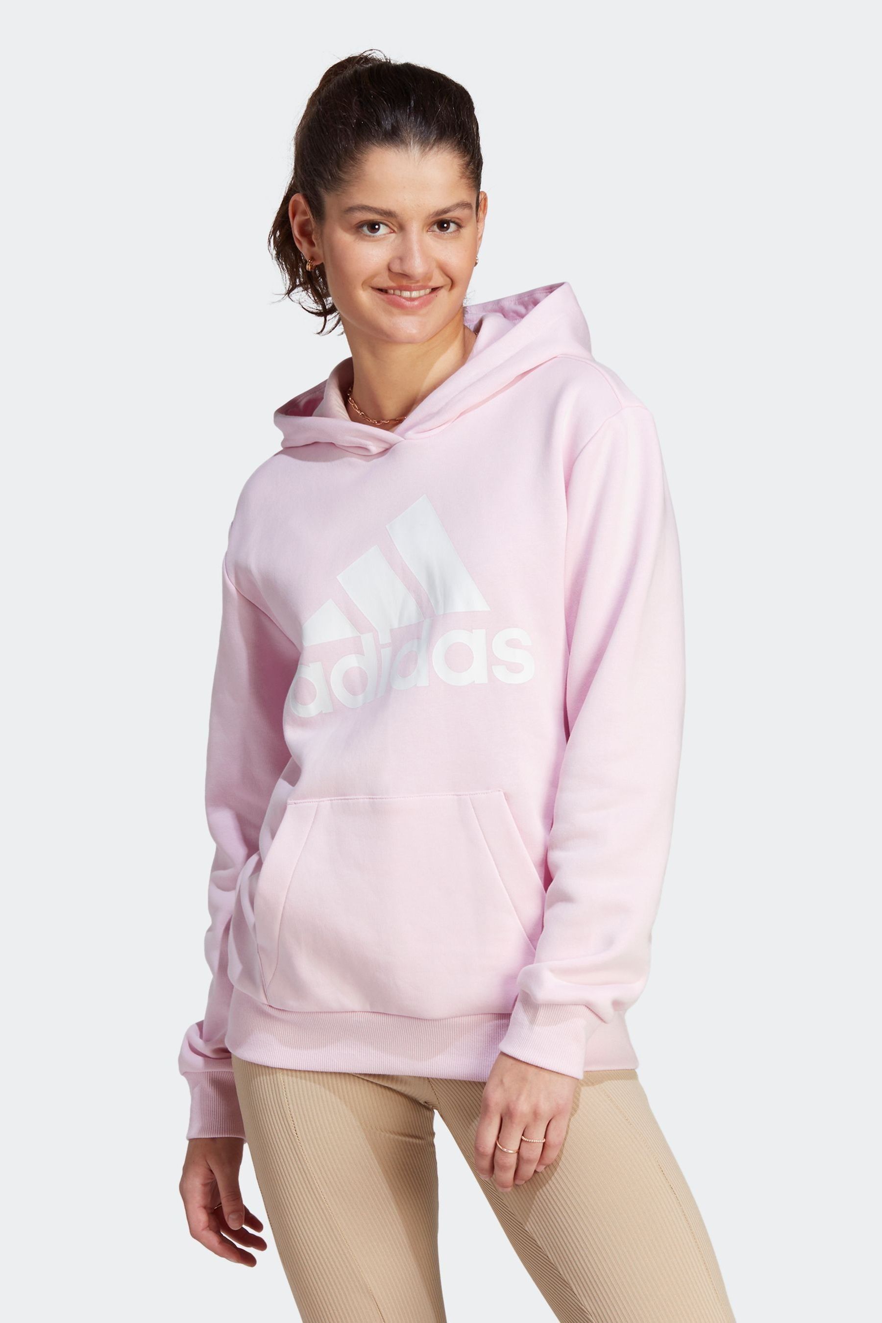 Buy adidas Pink Boyfriend Sportswear Essentials Logo Fleece Hoodie from Next Luxembourg