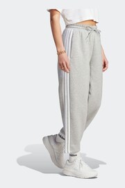 adidas Grey Sportswear Essentials 3-Stripes Open Hem Fleece Joggers - Image 3 of 6