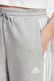 adidas Grey Sportswear Essentials 3-Stripes Open Hem Fleece Joggers - Image 4 of 6