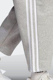 adidas Grey Sportswear Essentials 3-Stripes Open Hem Fleece Joggers - Image 5 of 6