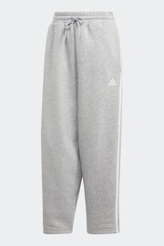 adidas Grey Sportswear Essentials 3-Stripes Open Hem Fleece Joggers - Image 6 of 6