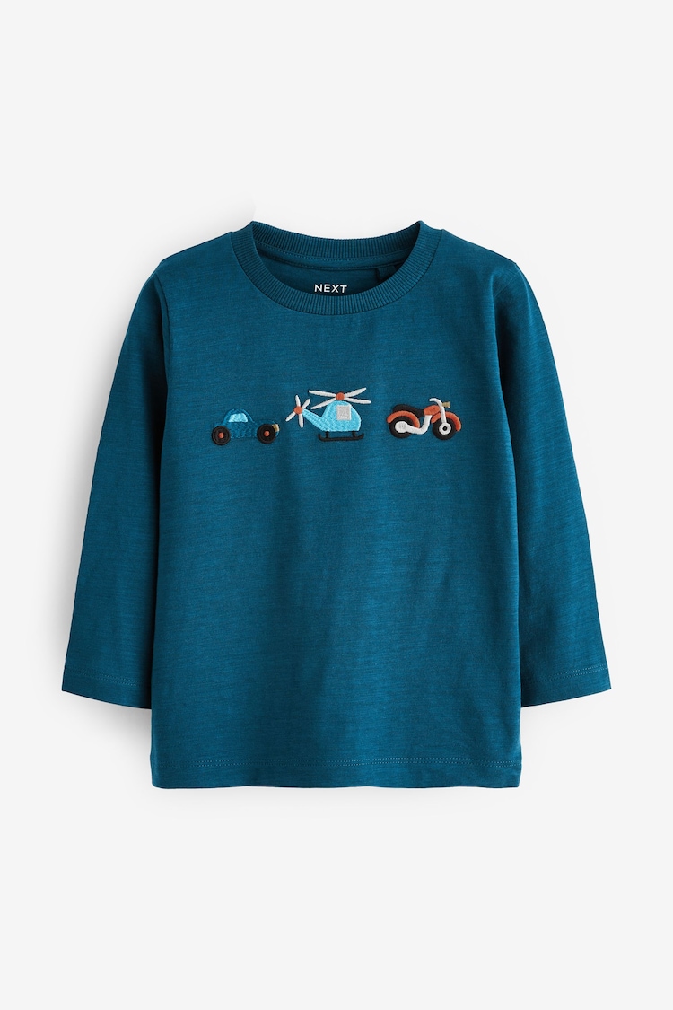 Multicolour Small 100% Cotton Transport Long Sleeve T-Shirts 5 Pack (3mths-7yrs) - Image 2 of 8