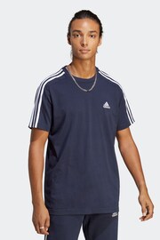 adidas Light Blue Essentials Single Jersey 3-Stripes T-Shirt - Image 1 of 4