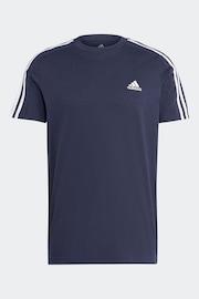 adidas Light Blue Essentials Single Jersey 3-Stripes T-Shirt - Image 4 of 4