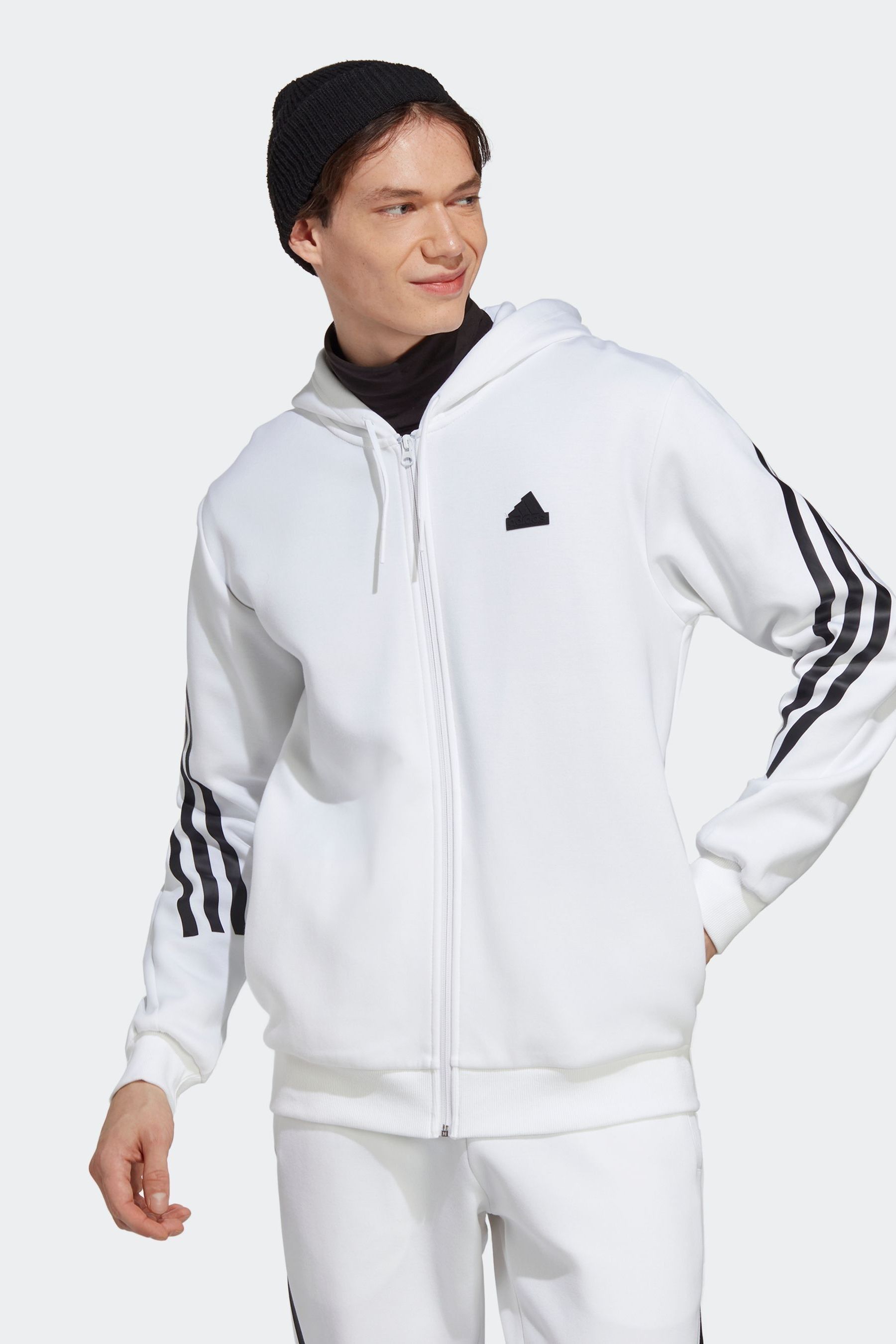Adidas white zip hoodie best sale