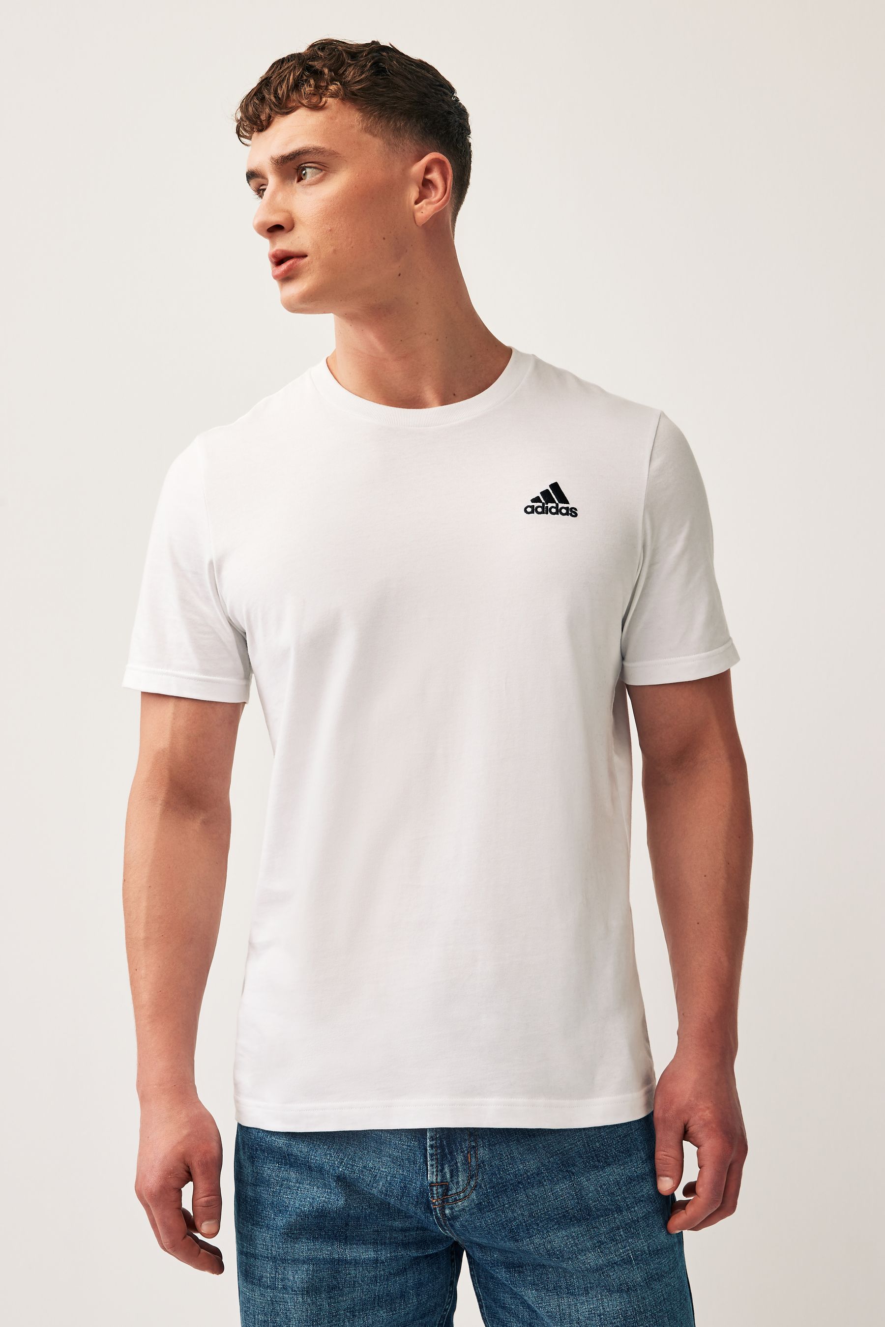 adidas 100 Cotton Essentials Single Jersey Embroidered Small Logo T Shirt