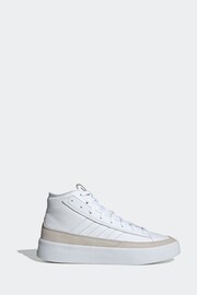 adidas White Znsored HI Prem Leather Trainers - Image 1 of 12