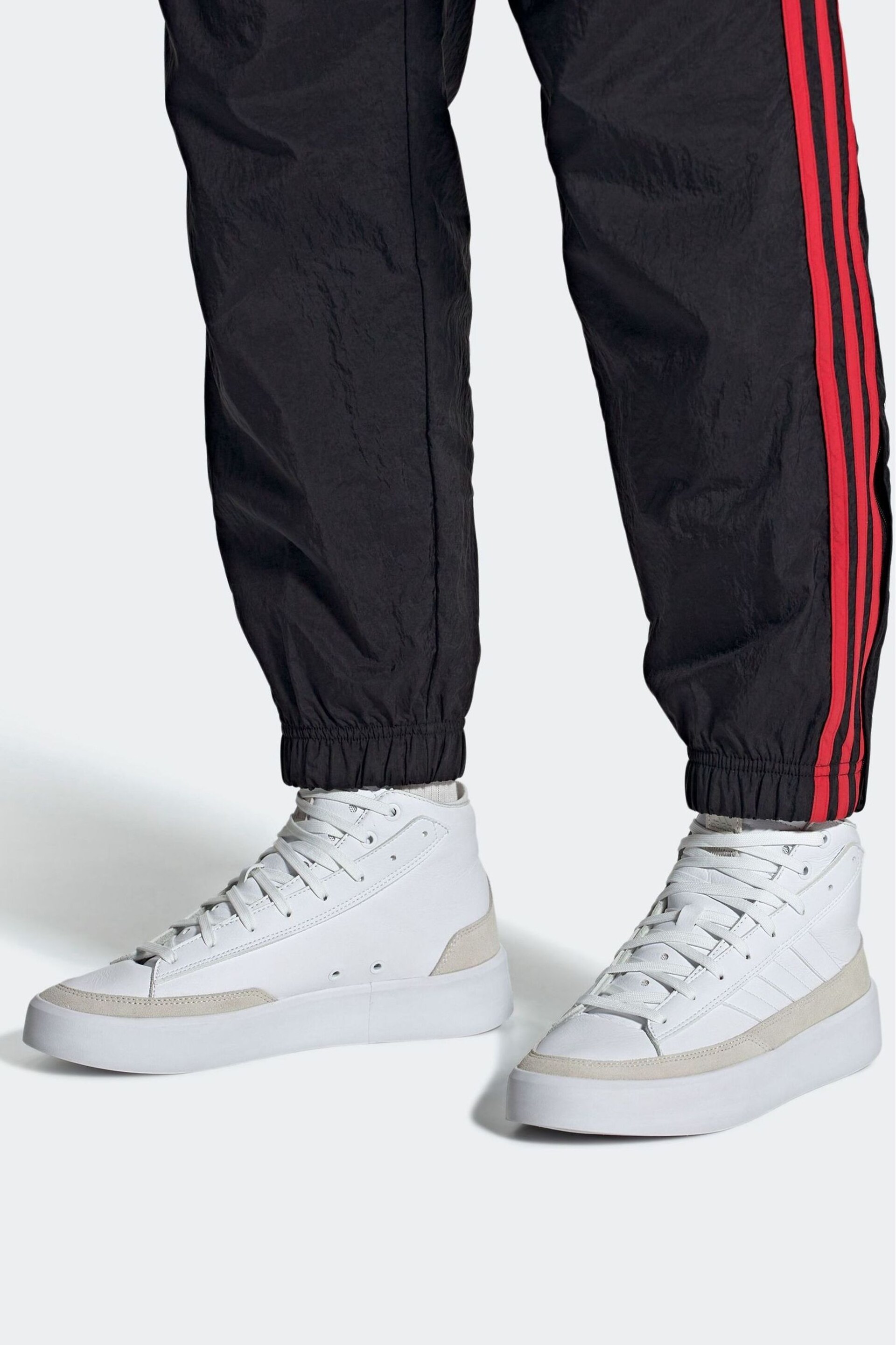 adidas White Znsored HI Prem Leather Trainers - Image 12 of 12